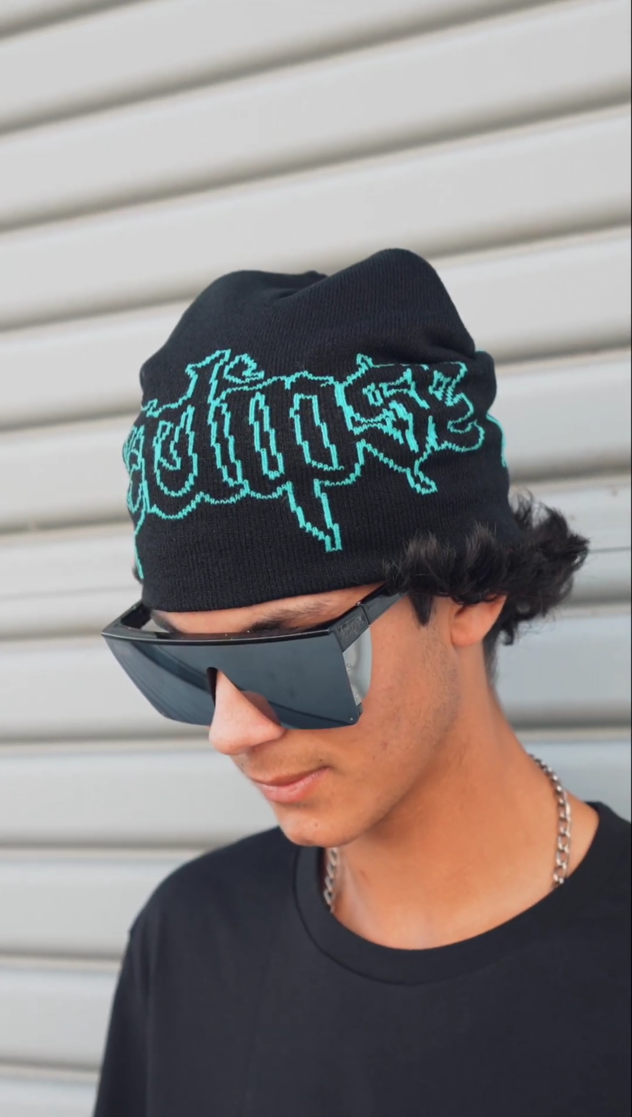 2000s Teal Double Sided Eclipse Beanie